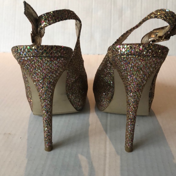 Madden Girl Shoes Heels Sparkly Gold Multi Colored SZ 8 - Picture 5 of 8